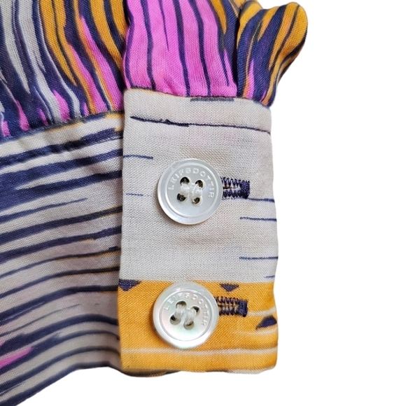 Anthropologie Leifsdottir Colorful All Silk Button Up Long Sleeve Blouse Size 0 - Picture 10 of 12